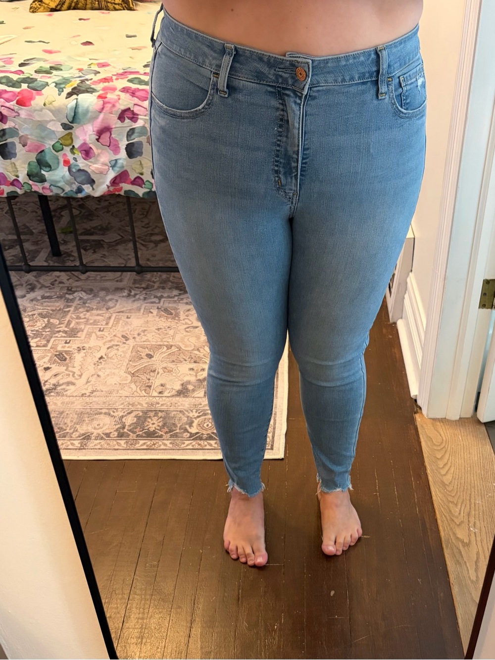 GAP Light Blue Skinny Jeans with Frayed Hem